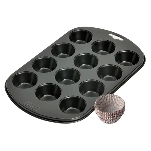 KAISER X-Mas Muffinform für 12 Muffins mit 60 Papierbackförmchen